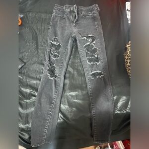 American Eagle Outfitters Black Distressed Skinny Jeans
